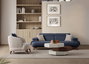 Atelier Del Sofa Bonjo Walnut - Sofá de 3 Plazas Azul Marino